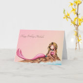  legante zeemeermin in roze verjaardag kaart (Gele Bloem)