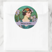 Legantie van 1920 - Art Nouveau-portret - jouw tek Ronde Sticker (Tas)