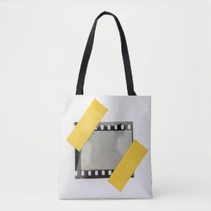 Lege 35mm film lijst, gele strips. tote bag