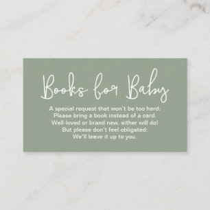 Lege achterkant Salie groene Baby shower Boek Verz Informatiekaartje