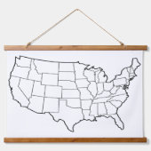 Lege Amerikaanse kaart Muur Hangend Wandkleed (Voorkant)