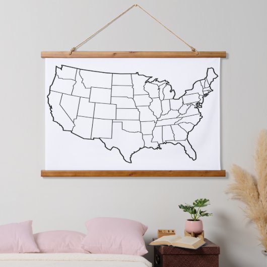 Lege Amerikaanse kaart Muur Hangend Wandkleed (Slaapkamer)