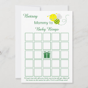 Lege babyshower-bingokaarten met hommel kaart