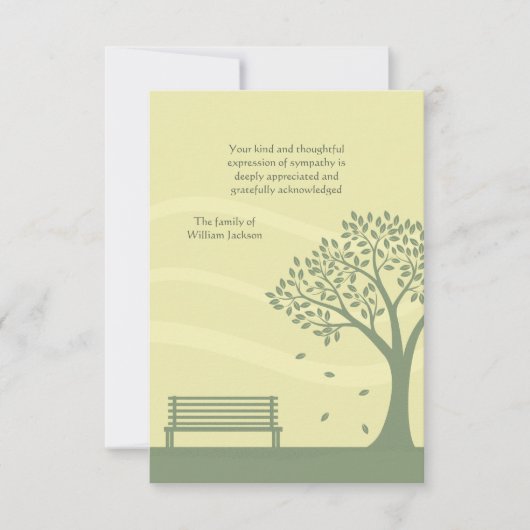 Lege bank Bereavement Dank je Notecard Notitiekaartje (Voorkant)