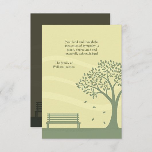 Lege bank Bereavement Dank je Notecard Notitiekaartje (Voorkant / Achterkant)