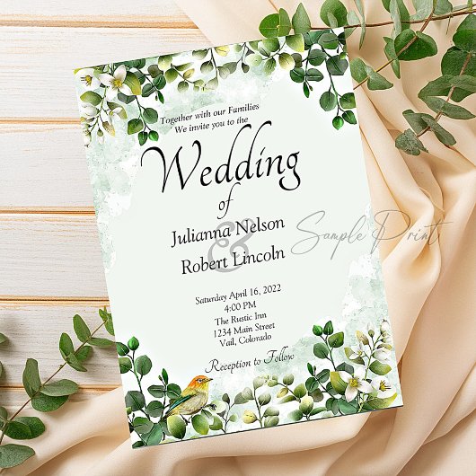 Lege begroting Eucalyptus groen wedding Kaart
