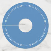 Lege benaming Elegant Solid Blue Milgrain Wine Gla Wijnglaslabel (Voorkant)