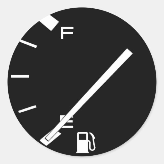Lege benzinetank ronde sticker (Voorkant)