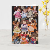 Lege binnenkant, Schattigee rag poppen groet Kaart (Gele Bloem)