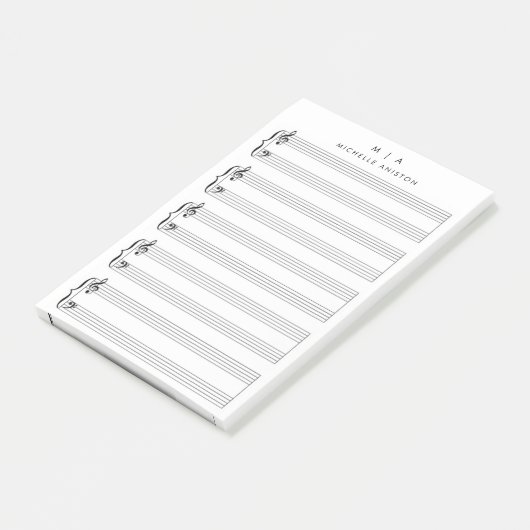 Lege Bladmuziek Monogram Minimalistisch Post-it® Notes (Schuin)