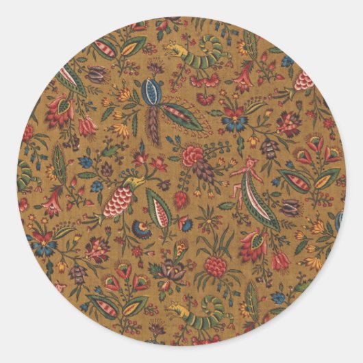 Lege bloemenkrans label klassieke ronde sticker (Voorkant)