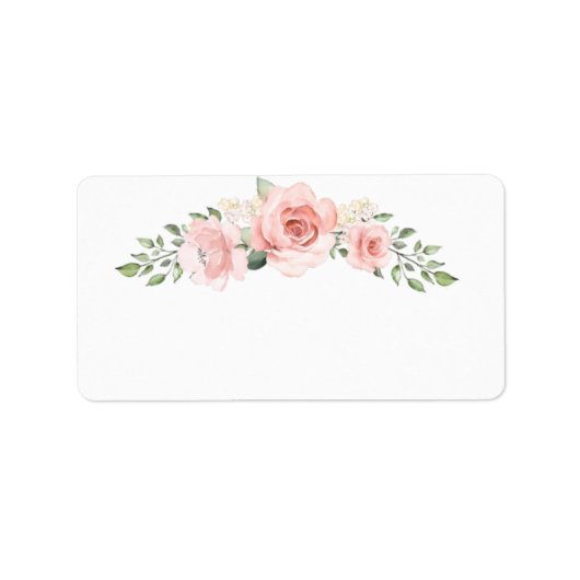 Lege bloemige roze rozen blozen etiket (Voorkant)