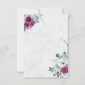Lege Bourgondië en blauwe bloemenaquarel bruiloft Kaart (Voorkant)