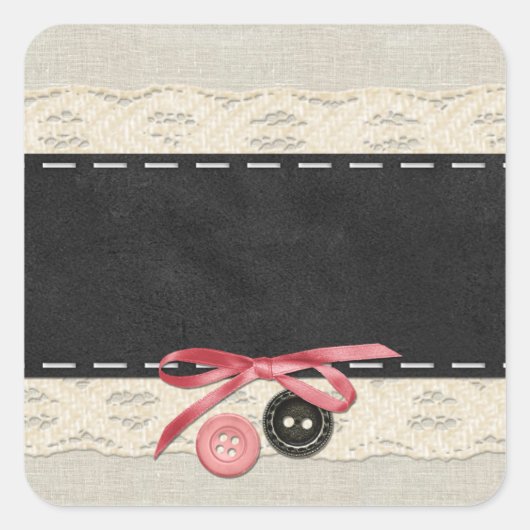 Lege Buttonnen Bow -  productverpakking Vierkante Sticker (Voorkant)