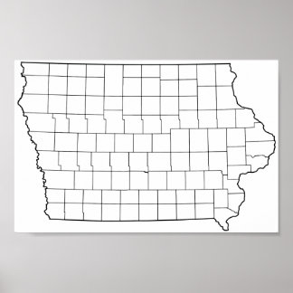 Lege contourkaart van Iowa County's Poster