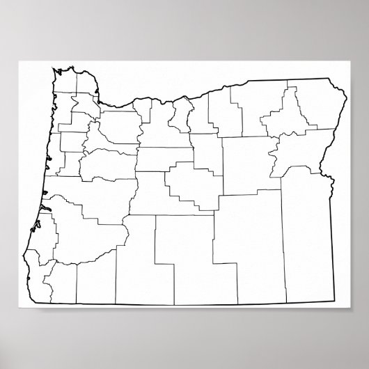Lege contourkaart voor Oregon County's Poster (Voorkant)