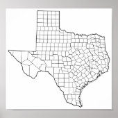 Lege contourkaart voor Texas County's Poster (Voorkant)