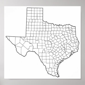 Lege contourkaart voor Texas County's Poster