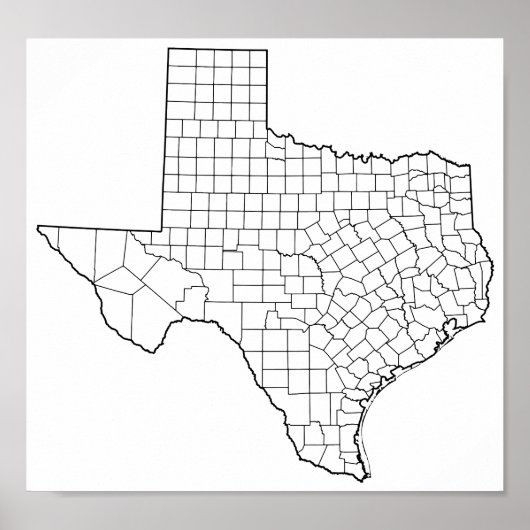 Lege contourkaart voor Texas County's Poster (Voorkant)
