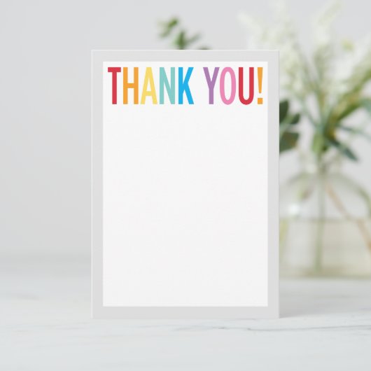 LEGE DANK JEWEL kleurrijke regenboog letters grijs Bedankkaart (Staand voorkant)