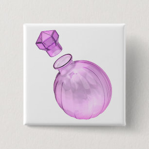 Lege decoratieve paarse glazen fles vierkante button 5,1 cm