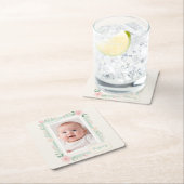 Lege fotolijst met pastel waterverf bloemen kartonnen onderzetters (Insitu)