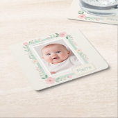 Lege fotolijst met pastel waterverf bloemen kartonnen onderzetters (Schuin)