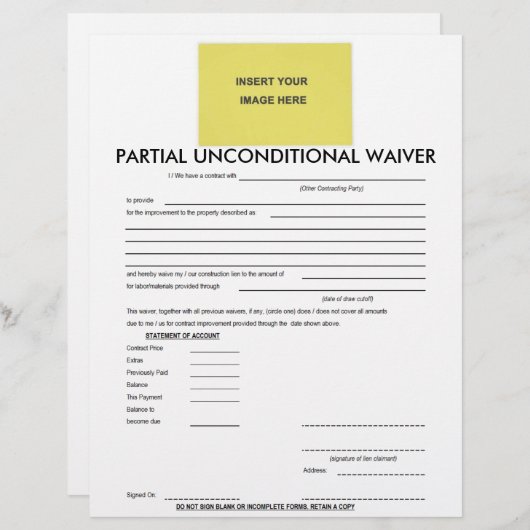 Lege gedeeltelijke onvoorwaardelijke vrijstelling (Voorkant / Achterkant)