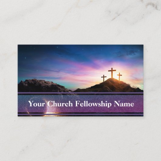 Lege graftombe drie kruisen Sunset Church Pastor Visitekaartje (Voorkant)
