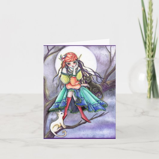 Lege Kaart - Gypsy Witch & Cat ~~* De bezoeker *~~ (Voorkant)