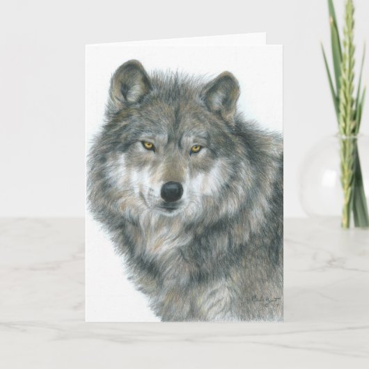 Lege Kaart "Haunted Eyes" Originele Wolf Art (Voorkant)