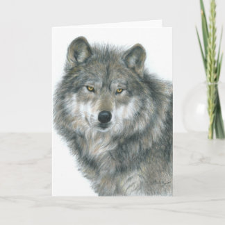 Lege Kaart "Haunted Eyes" Originele Wolf Art