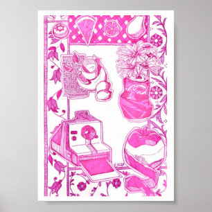 Lege kaart magenta poster