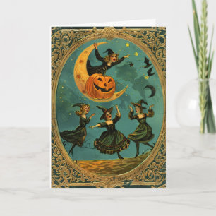 Lege kaart Vintage Heksen Dansen Rond de Maan 5x7
