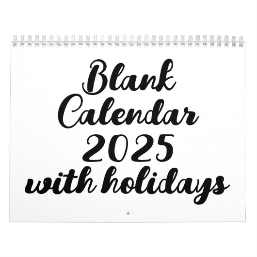 Lege kalender 2025 met feestdagen (Hoes)
