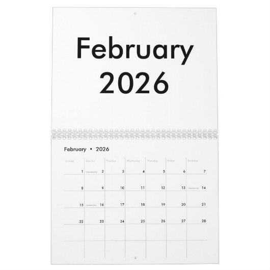 Lege Kalender 2026 Met Maanden (Feb 2026)