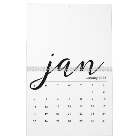 Lege kalender 2026 Wit sjabloon (Jan 2026)
