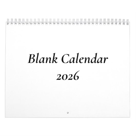 Lege kalender 2026 zonder Feestdagen (Hoes)