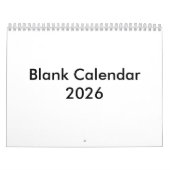 Lege kalender 2026 zonder Feestdagen (Hoes)