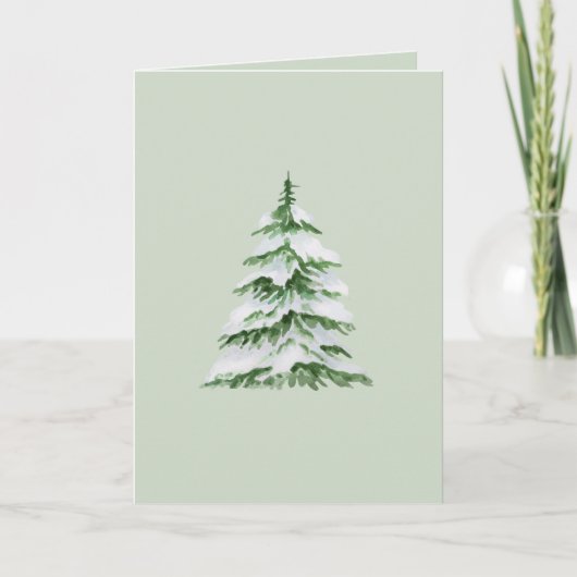 Lege kerst Kaart met Waterverf Snowy Tree (Voorkant)