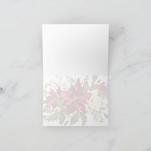 Lege kerstbruiloft in Poinsettia Greenery Bedankkaart (Binnen)