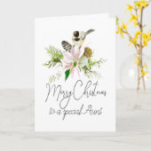 Lege kerstcichorei Bird Pointsettia tante Kaart (Gele Bloem)