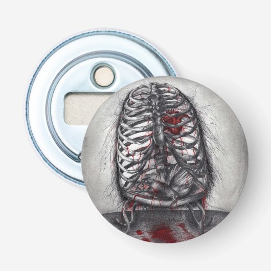 Lege Kooi Anatomie Hart Surrealisme Horror Kunst Button Flesopener (Voorkant)