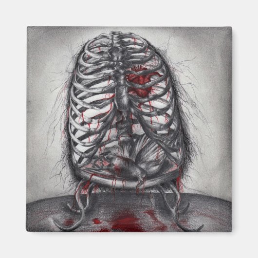 Lege Kooi Anatomie Hart Surrealisme Horror Kunst Magneet (Voorkant)