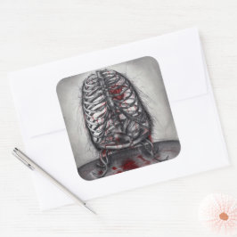 Lege Kooi Anatomie Hart Surrealisme Horror Kunst Vierkante Sticker