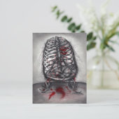 Lege kooi-anatomie-vogelhart Surreal-horrorkunst Briefkaart (Staand voorkant)