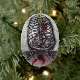 Lege kooi Rib Human Skeleton Horror Originele Kuns Keramisch Ornament