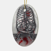 Lege kooi Rib Human Skeleton Horror Originele Kuns Keramisch Ornament (Links)