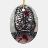 Lege kooi Rib Human Skeleton Horror Originele Kuns Keramisch Ornament (Voorkant)