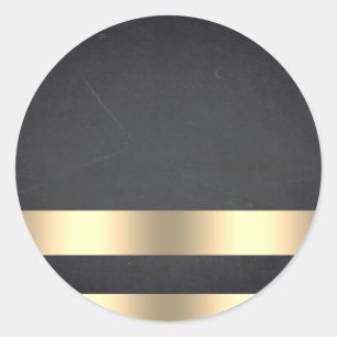 Lege krijtbord Gold Striped aanpast tekst Ronde Sticker